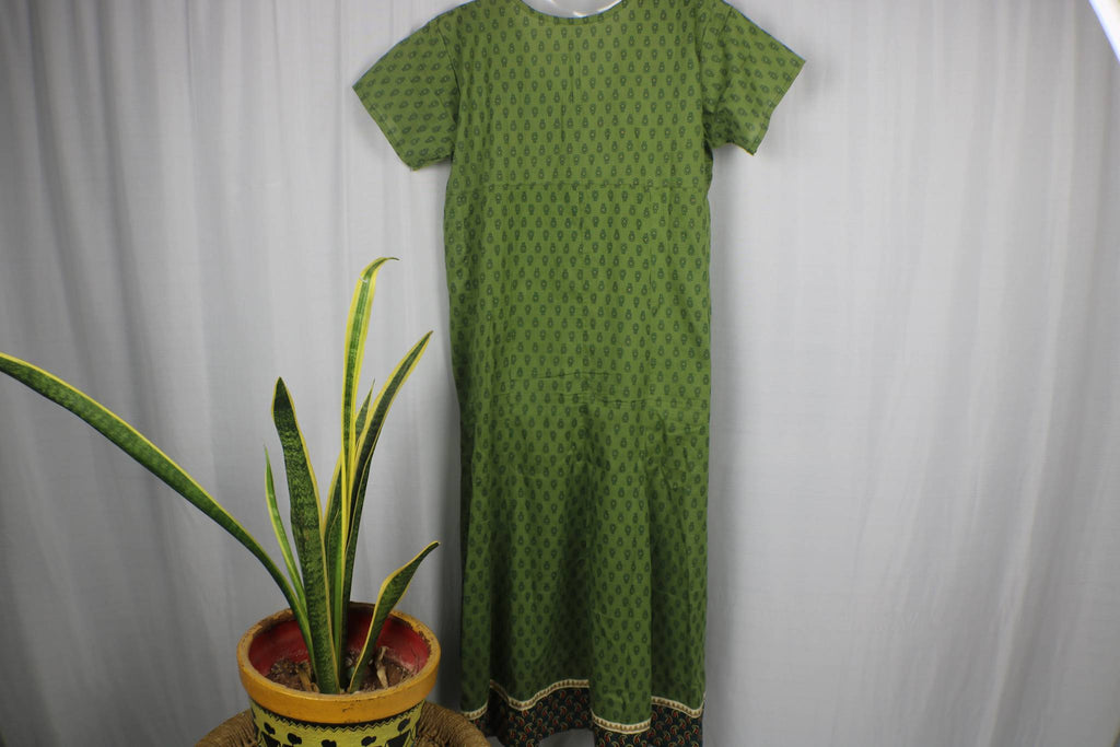 TLFABk-0008a/Print Jyothi /Green/Long Kurtis