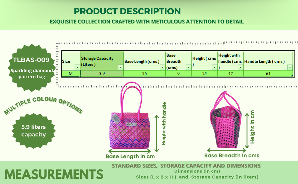 Handcrafted Sparkling diamond pattern baskets-Code: 009