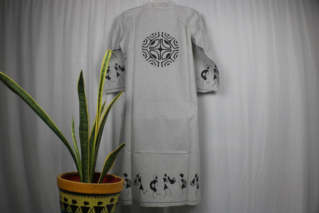 TLFABK-0001b/Cotton Worli Frame -Long kurti