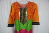 TLFABk-0009a/Block Print /V neck/Long Kurtis