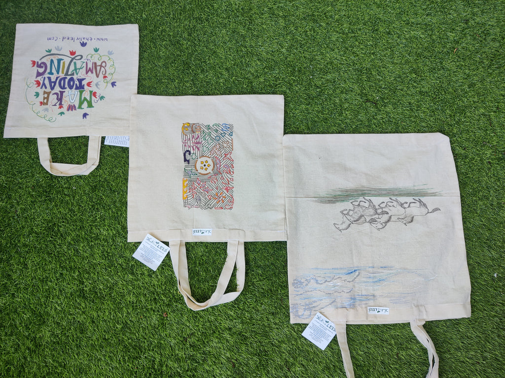 TLCB-005d/Cotton shopping Tote Bags-Hand Painted W/WO