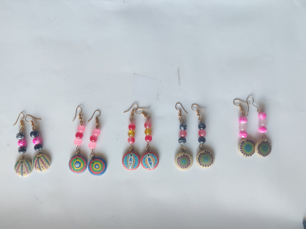 TLBDWS-0010/Beaded combo Earrings -set of 3