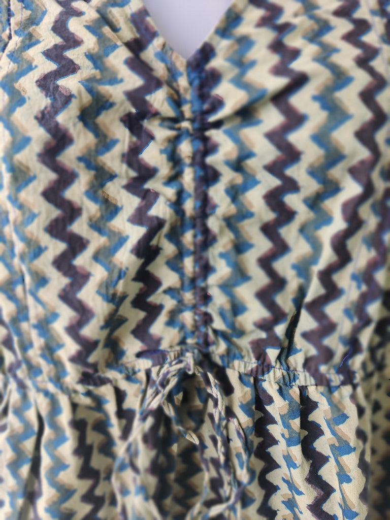 TLFAB-008b/Cruz Top with elastic/center string/Peplum Kurti