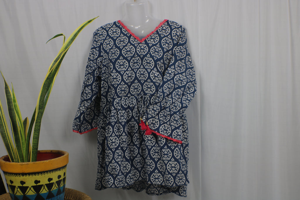 TLFAB-007d/White Lace Designer Kurtis with string