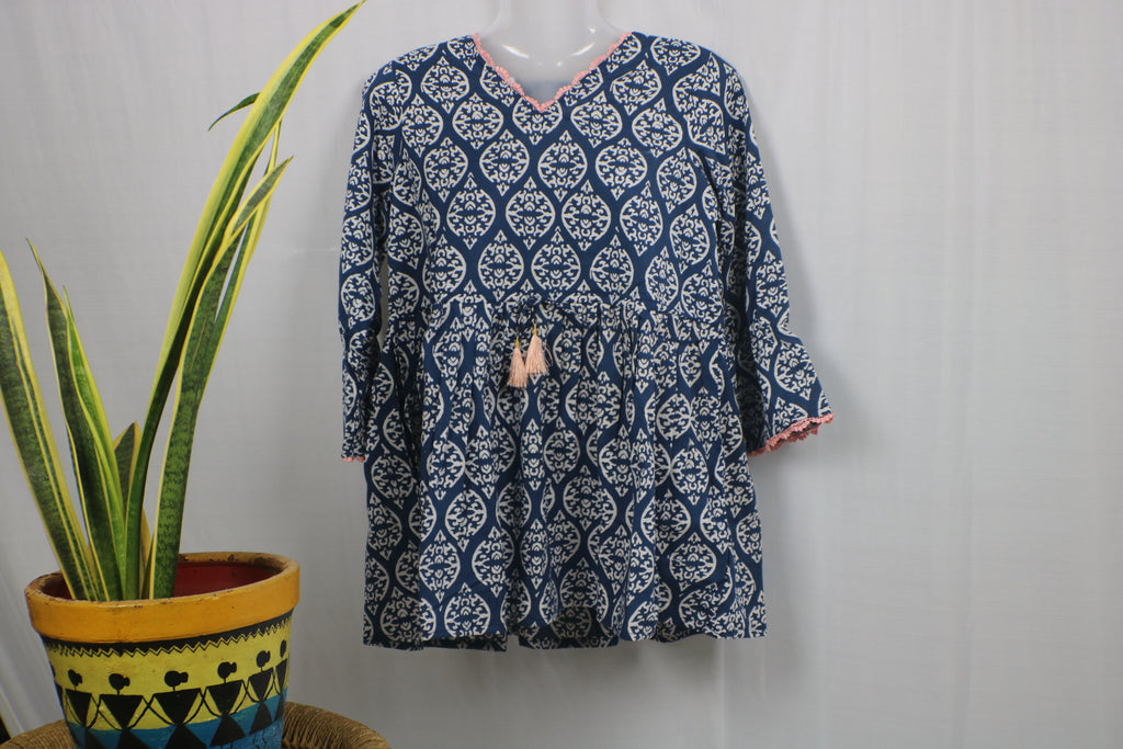 TLFAB-007d/White Lace Designer Kurtis with string