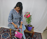 TLFAB-007a/Pink Lace Designer Kurtis with string