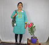 TLFABk-0004-Bird Flower Long Kurtis