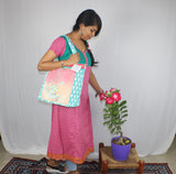 TLFABk-0007/Daisy Print/Green-pink/Long Kurtis