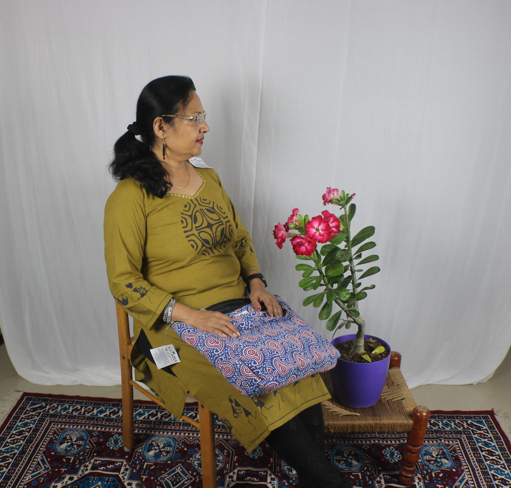 TLFABK-0001b/Cotton Worli Frame -Long kurti