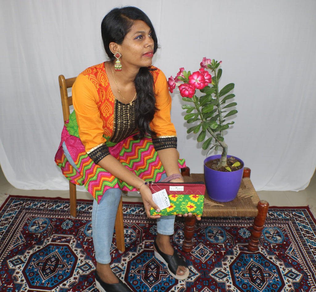TLFABk-0009a/Block Print /V neck/Long Kurtis