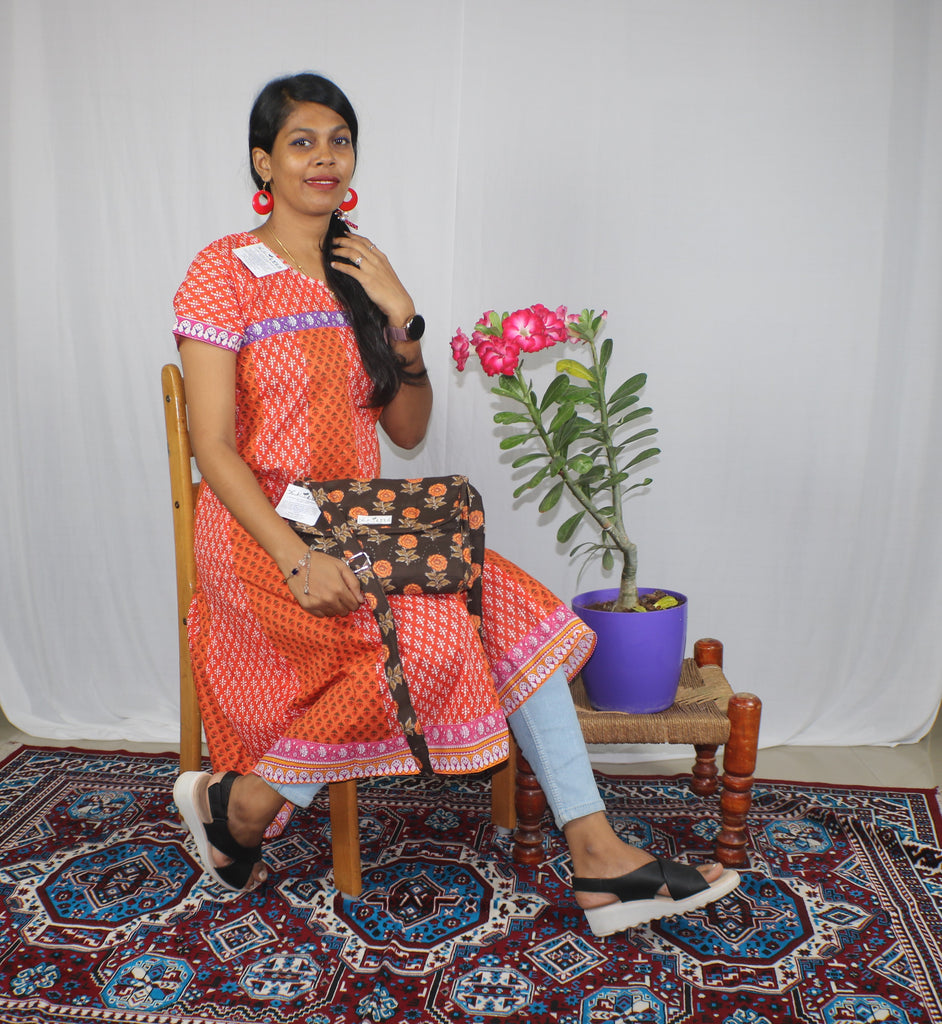 TLFABk-0003-Cotton Flower Print-Long Kurtis