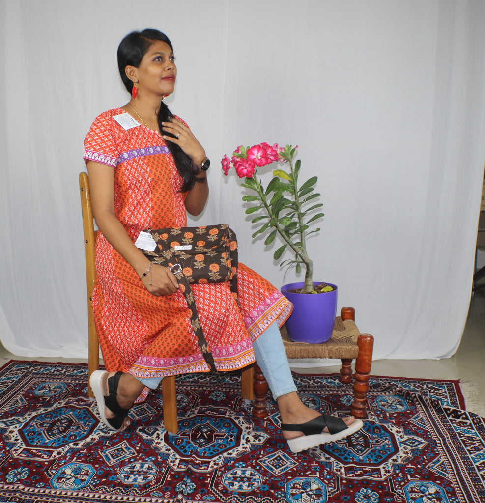TLFABk-0003-Cotton Flower Print-Long Kurtis