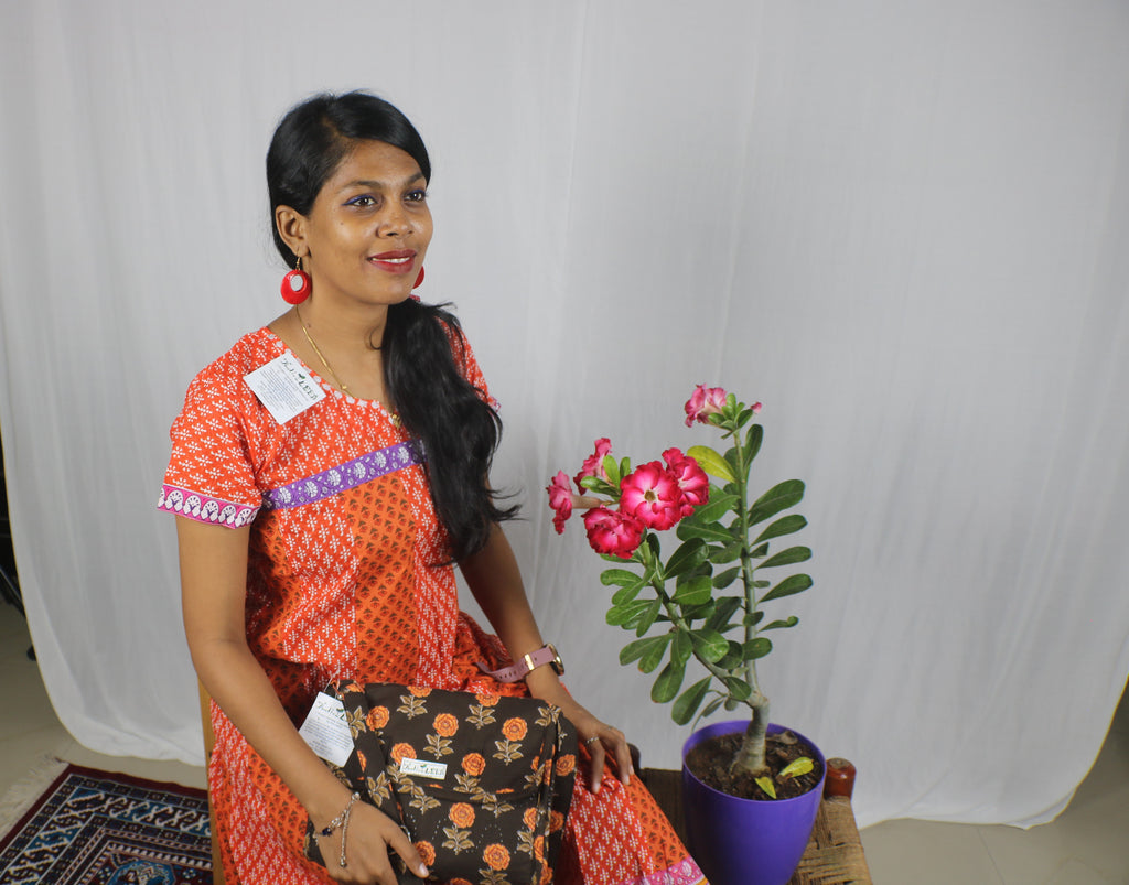 TLFABk-0003-Cotton Flower Print-Long Kurtis