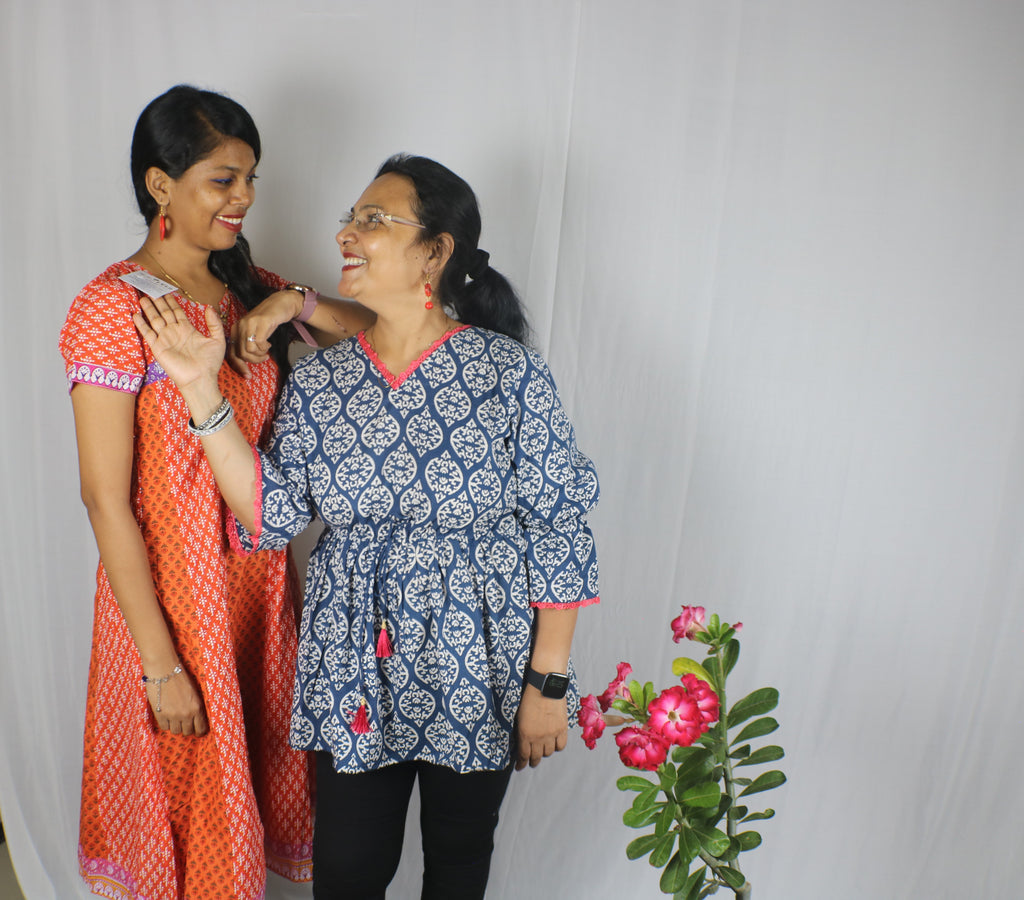 TLFABk-0003-Cotton Flower Print-Long Kurtis