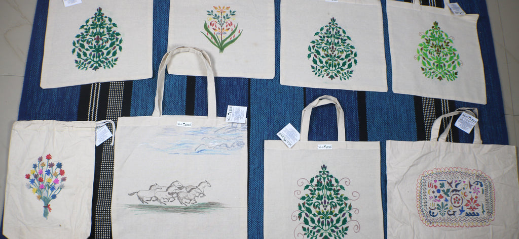 TLCB-005d/Cotton shopping Tote Bags-Hand Painted W/WO