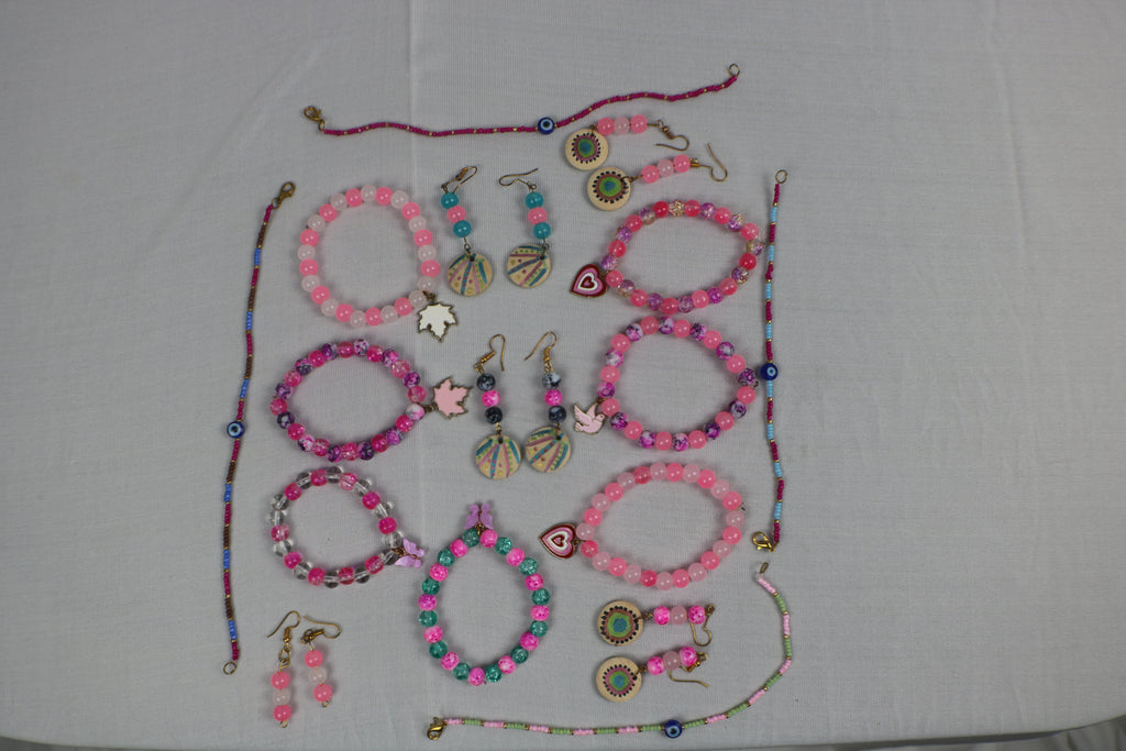 TLBDS-008/Beaded coloured combination of bracelets, anklets, earrings-set