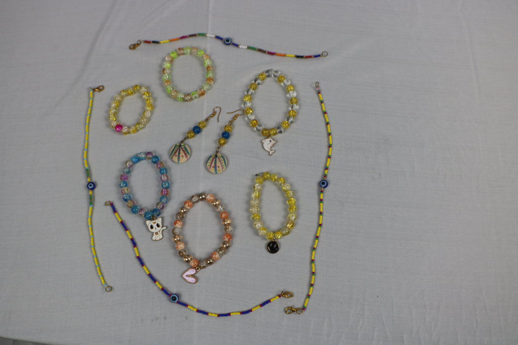 TLBDS-008/Beaded coloured combination of bracelets, anklets, earrings-set