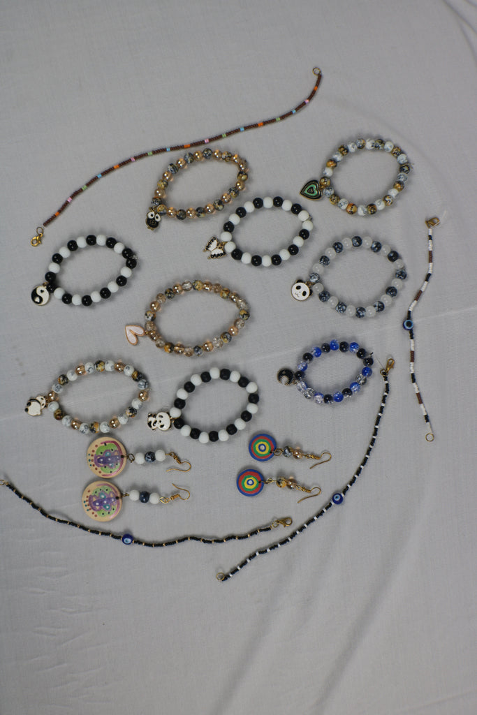 TLBDS-008/Beaded coloured combination of bracelets, anklets, earrings-set