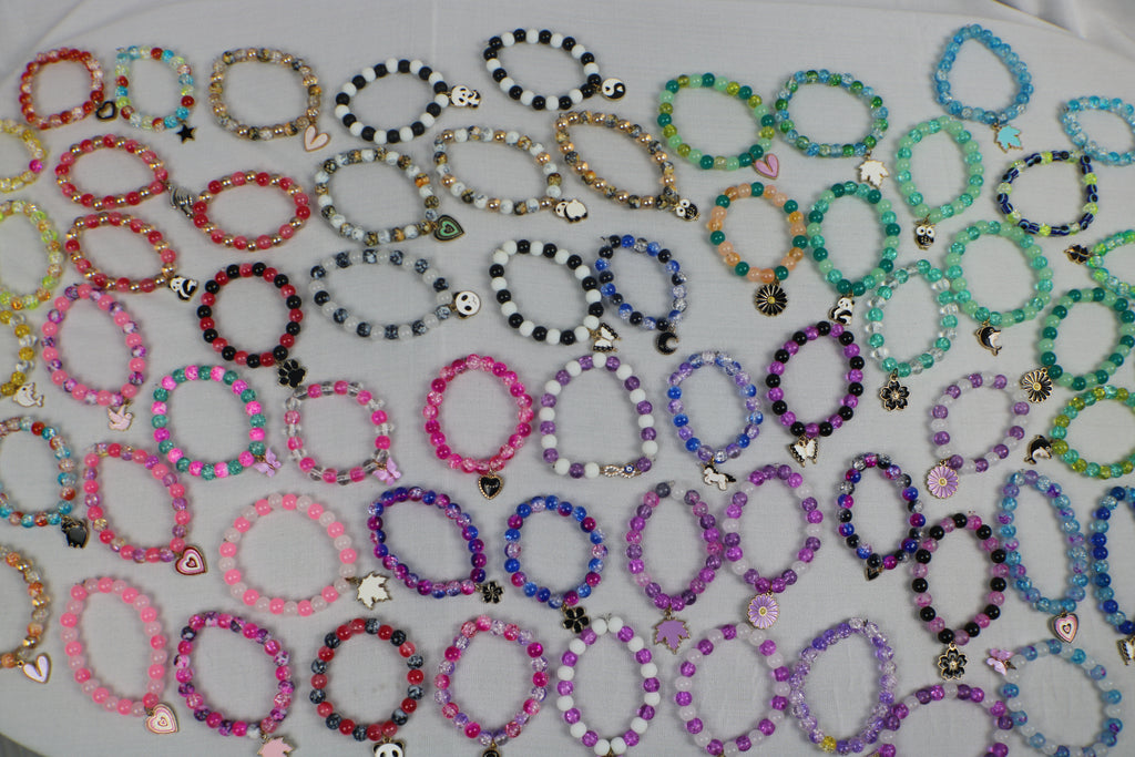 TLBDS-009/Beaded combo bracelets with charms -set of 3