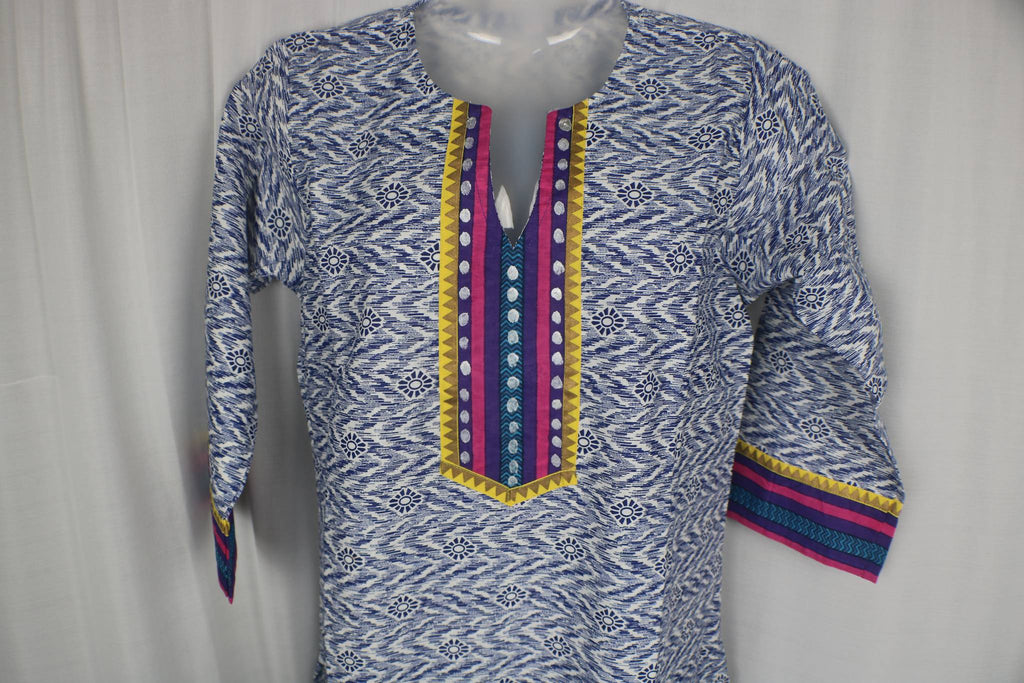 TLFABk-00010/Shalu Print/Jeans Blue Long Kurtis