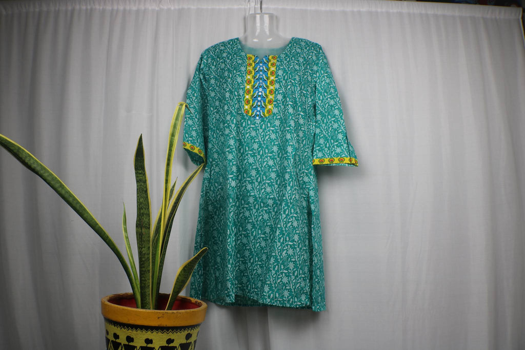 TLFABk-0004-Bird Flower Long Kurtis