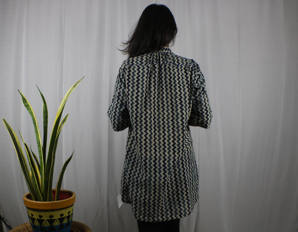 TLFAB-0010a/Sathya Ethnic/Zick Zack print with Collar -M