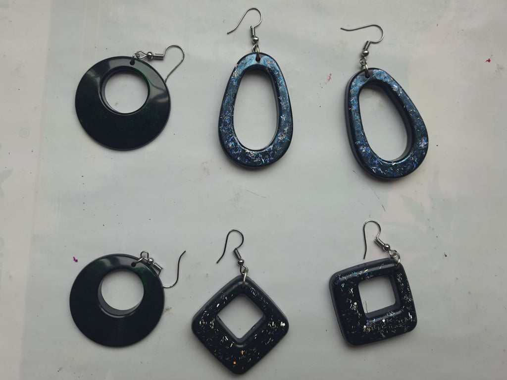 TLRJ-005/Rasin 3 pairs black earrings - Thalir Leed®