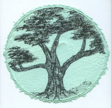 TLELI-Acrylic painting on handmade paper “Trees & life”(Framed) - Thalir Leed®