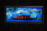 TLELI-Glass Painting: Waterfall valley & Houseboat at the backwater - Thalir Leed®