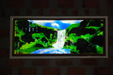 TLELI-Glass Painting: Waterfall valley & Houseboat at the backwater - Thalir Leed®