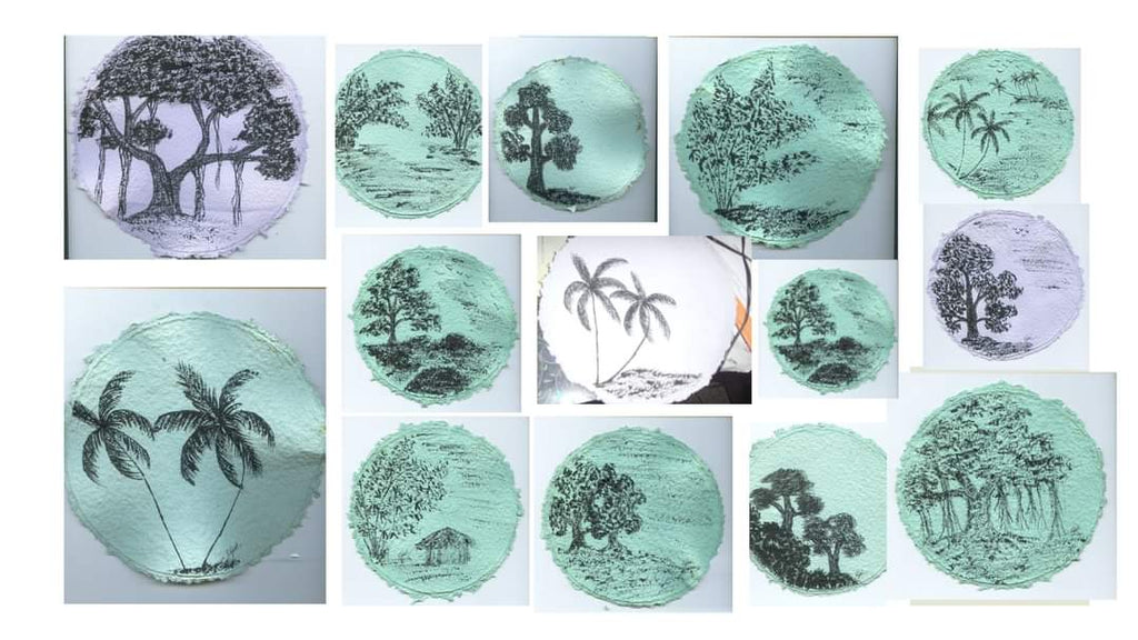 TLELI-Greeting Card on handmade paper in Acrylic - Thalir Leed®