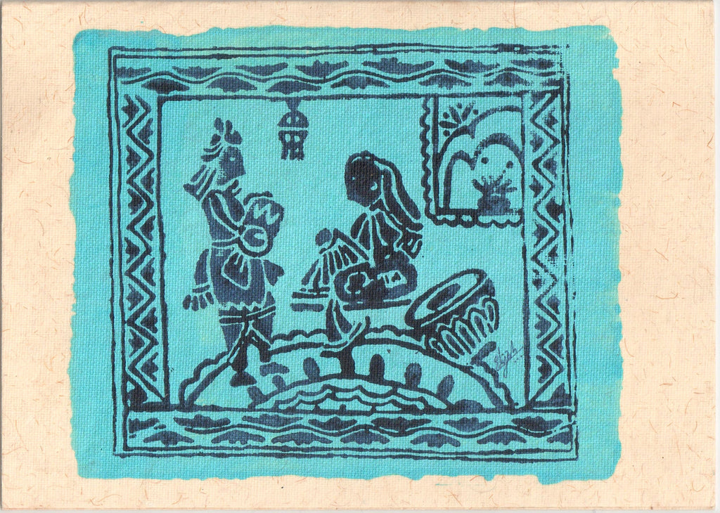 TLELI-028/Greeting card in Acrylic on handmade paper - Thalir Leed®