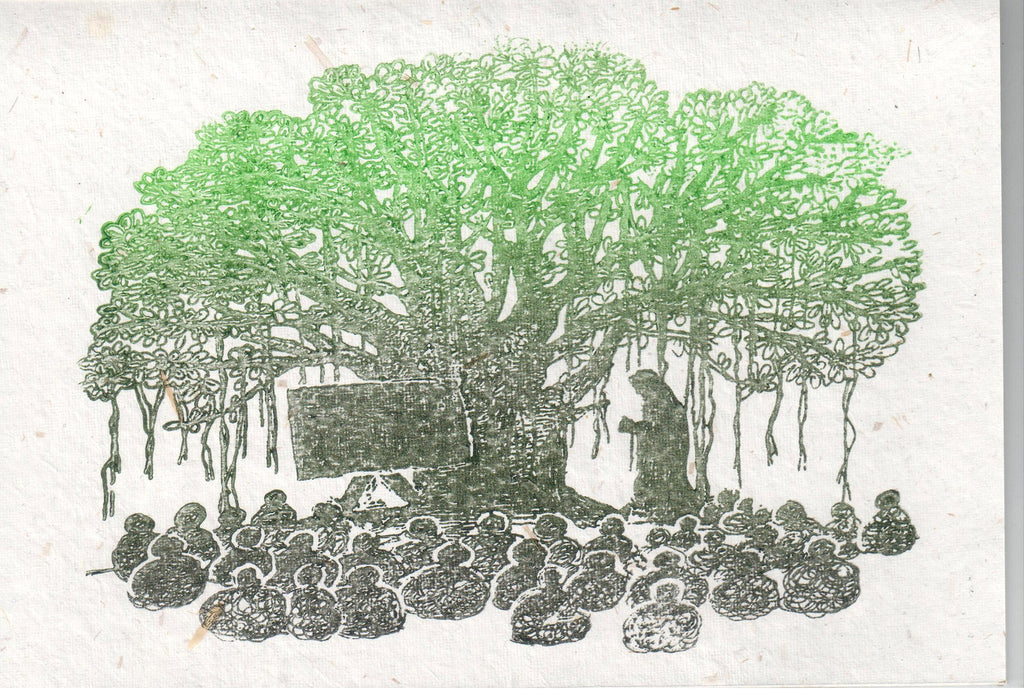 TLELI-Greeting card in Acrylic on handmade paper - Thalir Leed®
