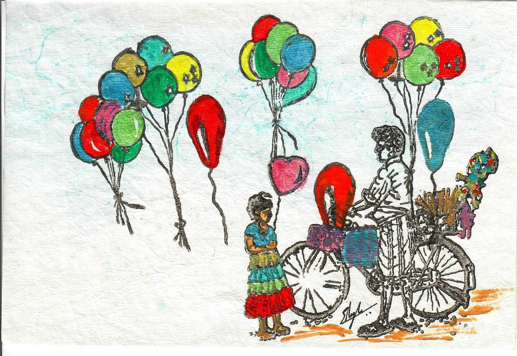 TLELI-Greeting card in Acrylic on handmade paper - Thalir Leed®