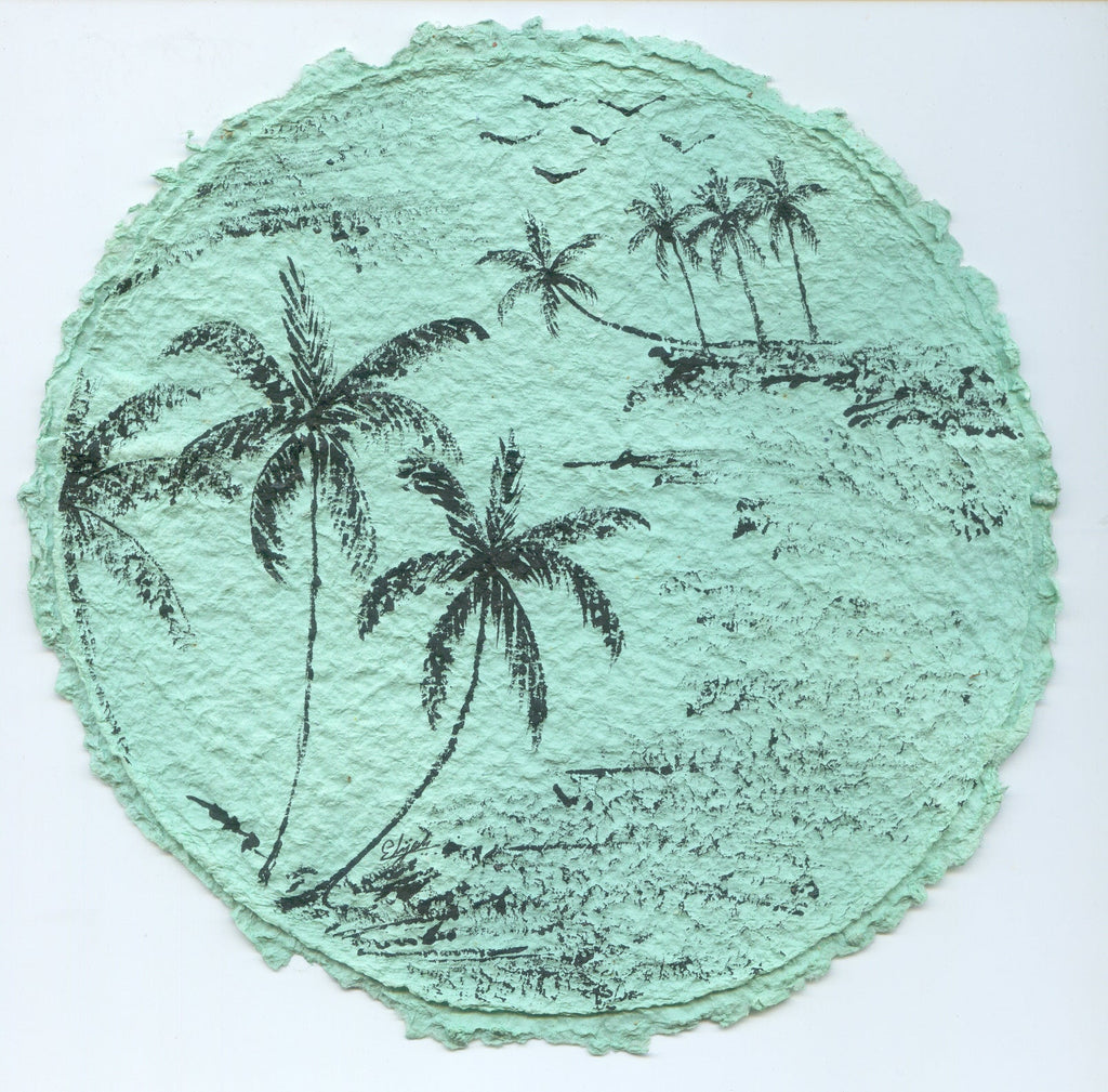 TLELI-Acrylic painting on handmade paper “Trees & life”(Framed) - Thalir Leed®