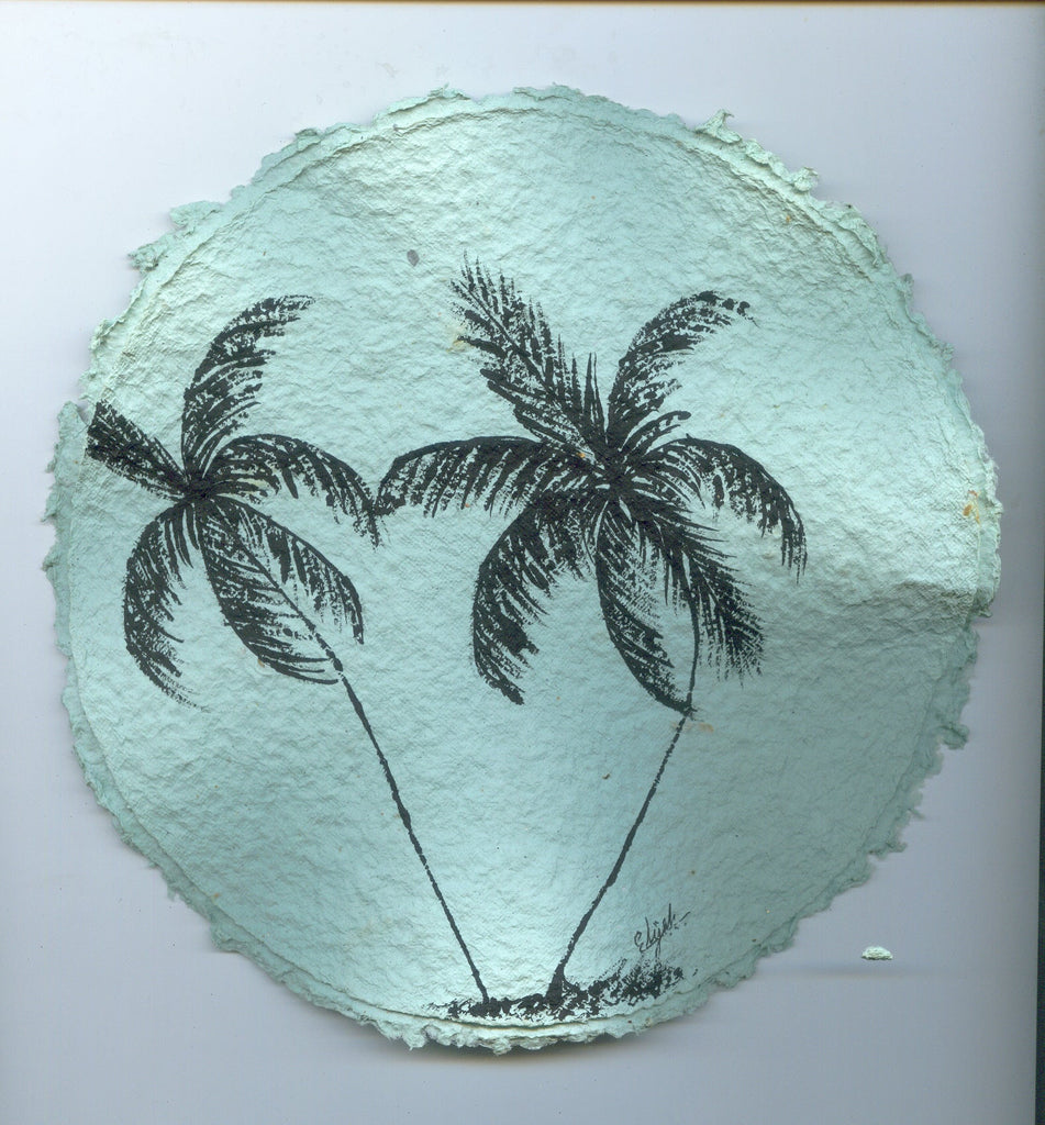 TLELI-Acrylic painting on handmade paper “Trees & life”(Framed) - Thalir Leed®