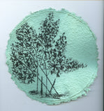 TLELI-Acrylic painting on handmade paper “Trees & life”(Framed) - Thalir Leed®