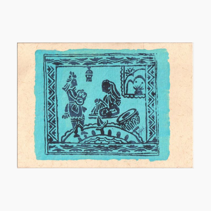 TLELI-028/Greeting card in Acrylic on handmade paper - Thalir Leed®