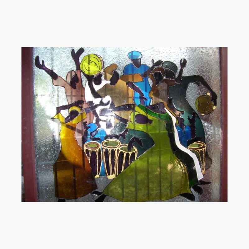 TLELI-Glass Painting ‘praise and dance’ – courtyard - Thalir Leed®