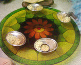 TLELI-Glass Painting ‘flower dining table’ - Thalir Leed®