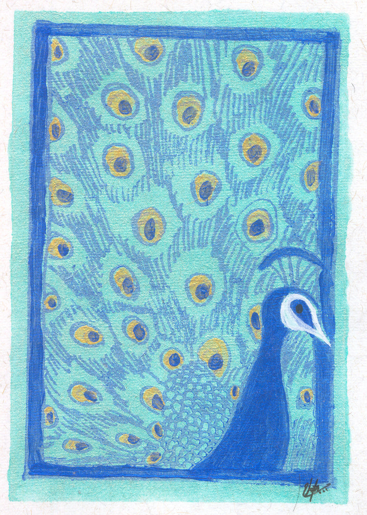 TLELI-028/Greeting card in Acrylic on handmade paper - Thalir Leed®