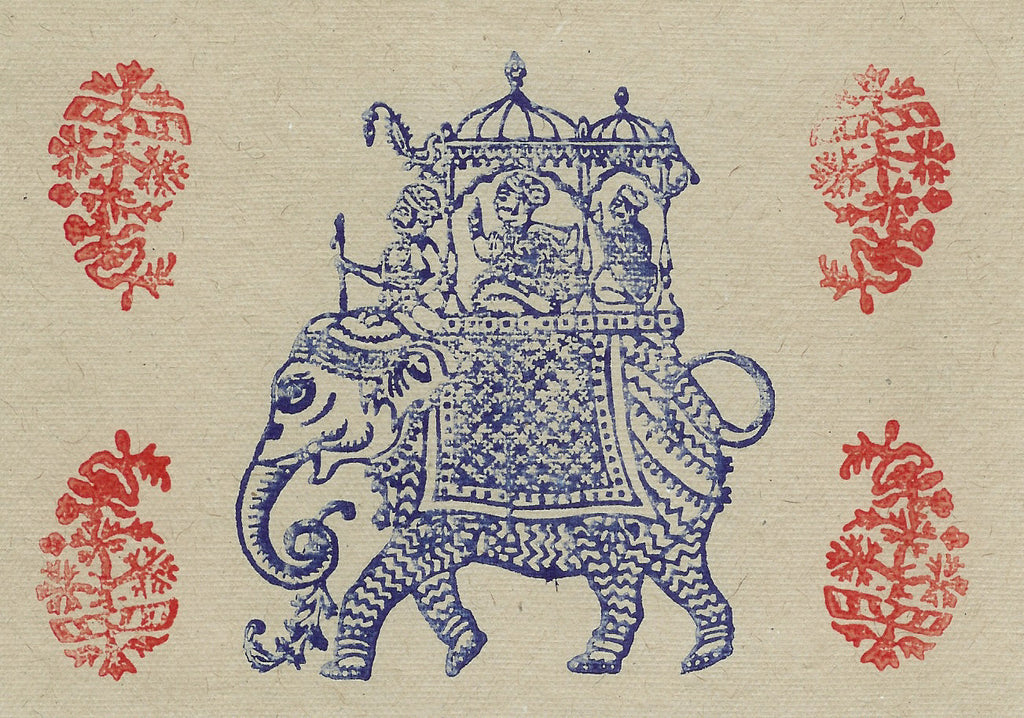 TLELI-041/Greeting card, block printing on handmade paper - Thalir Leed®