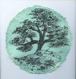 TLELI-Acrylic painting on handmade paper “Trees & life”(Framed) - Thalir Leed®