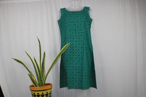 TLFABk-00012/Green Batik/V neck/Long Kurtis