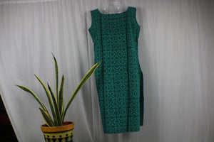 TLFABk-00012/Green Batik/V neck/Long Kurtis