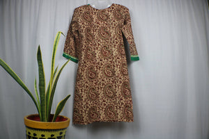 TLFABk-00011c/Kalamkari/Y neck/Brown Long Kurtis