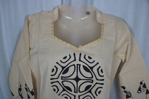 TLFABK-0001c/Cotton Worli Frame -Long kurti