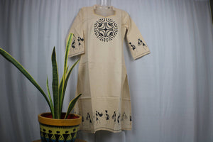TLFABK-0001b/Cotton Worli Frame -Long kurti