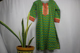 TLFABk-0009b/Block Print /V neck/Long Kurtis
