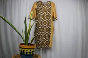 TLFABk-0005a/Ikkat Print/Brown Long Kurtis